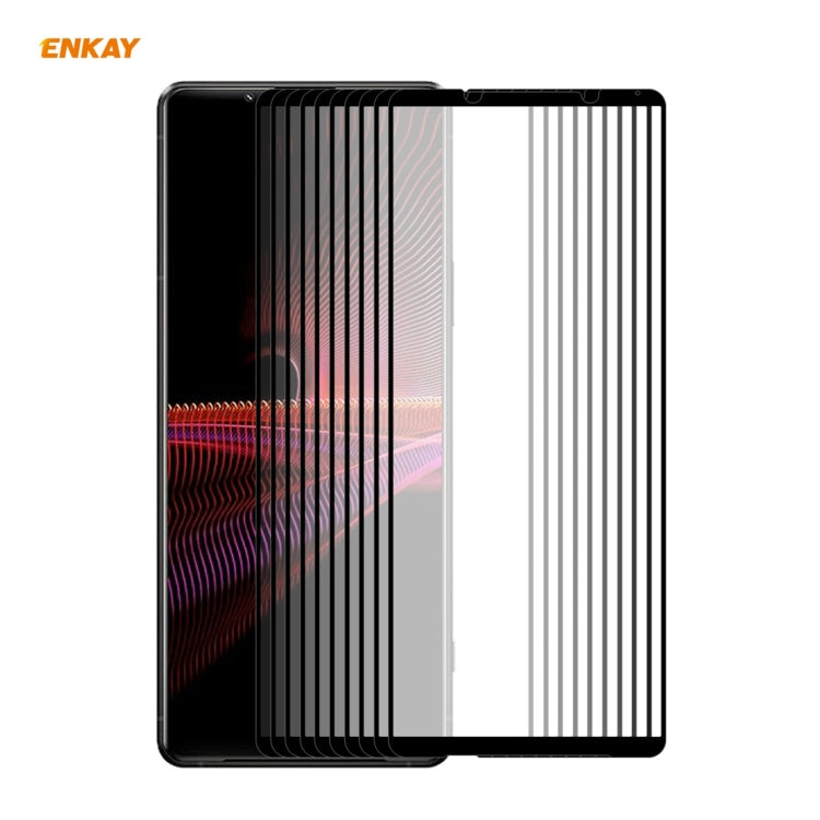 10 PZ ENKAY Hat-Prince Full Glue 0.26mm 9H 2.5D Pellicola a copertura totale in vetro temperato, For Sony Xperia 10 III(10 PCS), For Sony Xperia 1 III(10 PCS), For Motorola Moto G10 / G20 / G30(10 PCS), For Motorola Moto G100 / G 5G Plus(10 PCS)