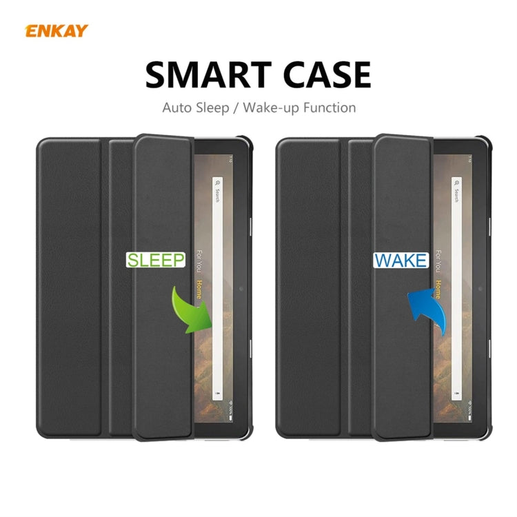 ENKAY Smart Case in pelle PU + plastica con supporto a tre pieghe per Amazon Fire HD 10/10 Plus (2021), For Amazon Fire HD 10 / 10 Plus (2021)