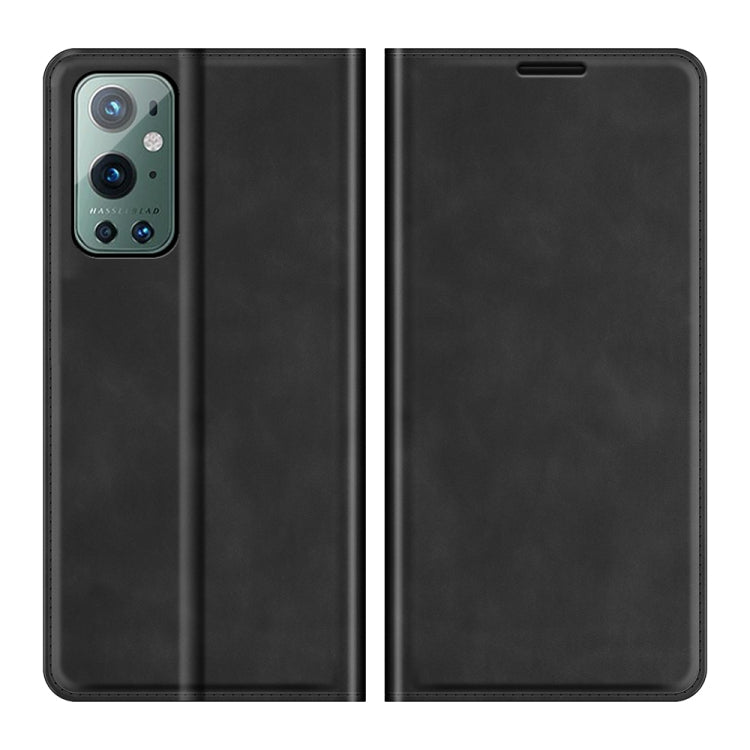 Per OnePlus 9 Pro Custodia in pelle con ventosa magnetica per affari retro-pelle con supporto, slot per carte e portafoglio, For OnePlus 9 Pro