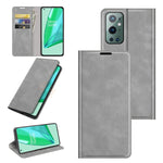 Per OnePlus 9 Pro Custodia in pelle con ventosa magnetica per affari retro-pelle con supporto, slot per carte e portafoglio, For OnePlus 9 Pro