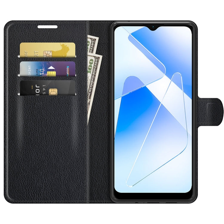 Per OPPO A55 5G Litchi Texture Custodia protettiva a vibrazione orizzontale con supporto e slot per schede e portafoglio, For OPPO A55 5G