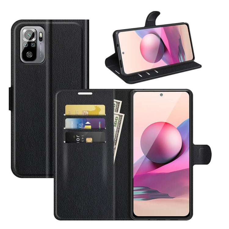 Per Xiaomi Redmi Note 10 4G / Note 10S Litchi Texture Custodia protettiva a vibrazione orizzontale con supporto e slot per schede e portafoglio, For Xiaomi Redmi Note 10 4G
