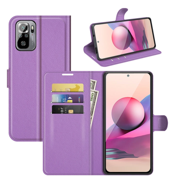 Per Xiaomi Redmi Note 10 4G / Note 10S Litchi Texture Custodia protettiva a vibrazione orizzontale con supporto e slot per schede e portafoglio, For Xiaomi Redmi Note 10 4G