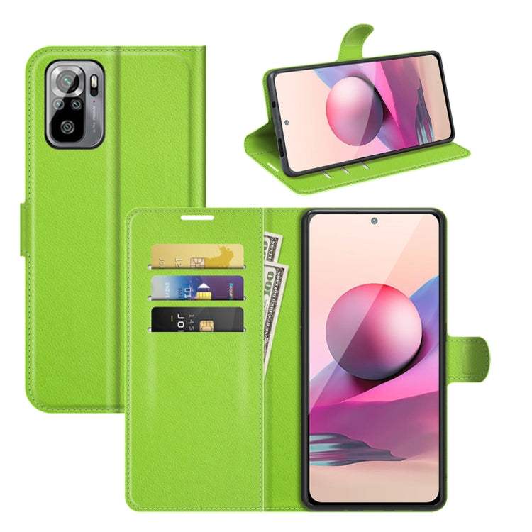Per Xiaomi Redmi Note 10 4G / Note 10S Litchi Texture Custodia protettiva a vibrazione orizzontale con supporto e slot per schede e portafoglio, For Xiaomi Redmi Note 10 4G