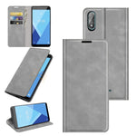 Per Wiko Y51 Custodia in pelle con ventosa magnetica per affari retro-pelle con supporto, slot per schede e portafoglio, For Wiko Y51