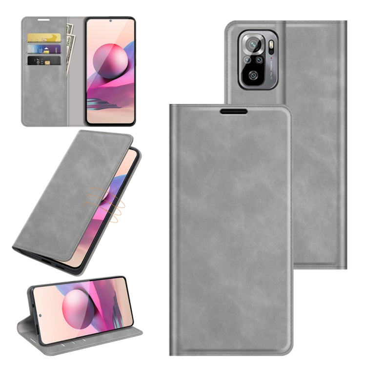 Per Xiaomi Redmi Note 10 4G / Note 10S Custodia in pelle con ventosa magnetica per affari retro-pelle con supporto e slot per schede e portafoglio, For Xiaomi Redmi Note 10 4G, For Xiaomi Redmi K40 Pro