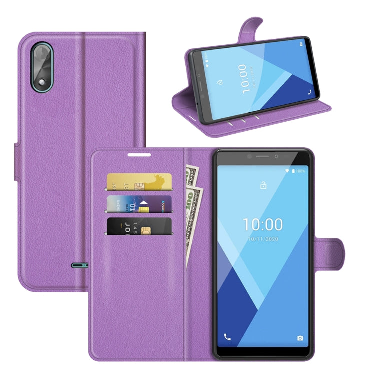 Per Wiko Y51 Litchi Texture Custodia protettiva a vibrazione orizzontale con supporto e slot per schede e portafoglio, For Wiko Y51