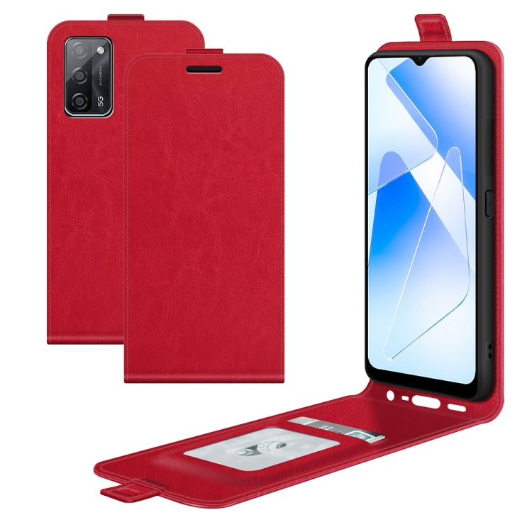 Per OPPO A55 5G R64 Texture Custodia protettiva in pelle a vibrazione verticale singola con slot per schede e cornice per foto, For OPPO A55 5G