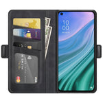 Per OPPO A54 5G / A93 5G / A74 5G Custodia in pelle a vibrazione orizzontale con fibbia magnetica a doppio lato con supporto e slot per schede e portafoglio, For OPPO A54 5G