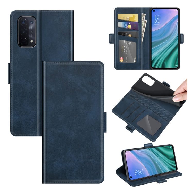 Per OPPO A54 5G / A93 5G / A74 5G Custodia in pelle a vibrazione orizzontale con fibbia magnetica a doppio lato con supporto e slot per schede e portafoglio, For OPPO A54 5G