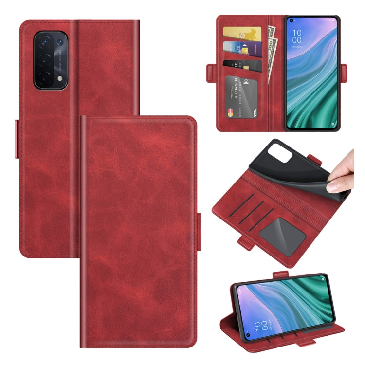 Per OPPO A54 5G / A93 5G / A74 5G Custodia in pelle a vibrazione orizzontale con fibbia magnetica a doppio lato con supporto e slot per schede e portafoglio, For OPPO A54 5G