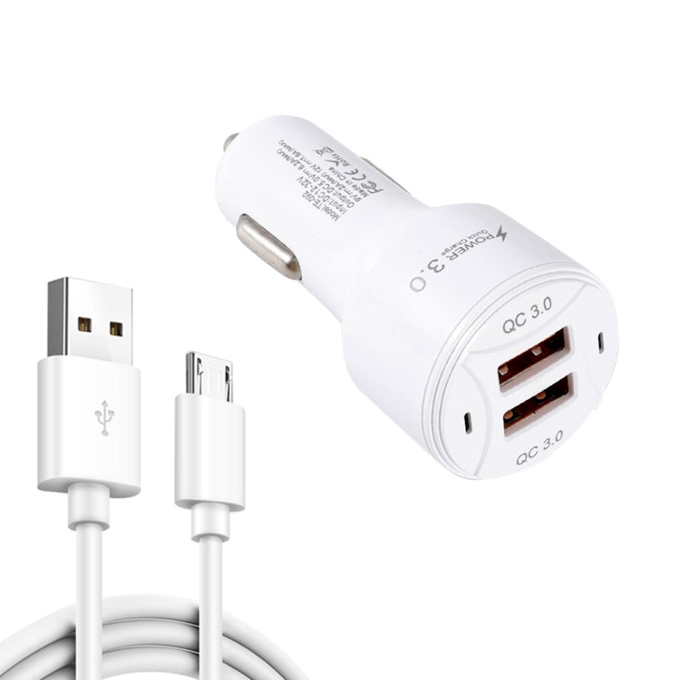 Caricabatteria auto 36W Dual USB QC3.0 con cavo Micro USB