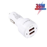 Caricabatteria auto 36W Dual USB QC3.0 con cavo Micro USB