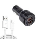 Caricabatteria auto 36W Dual USB QC3.0 con cavo Micro USB
