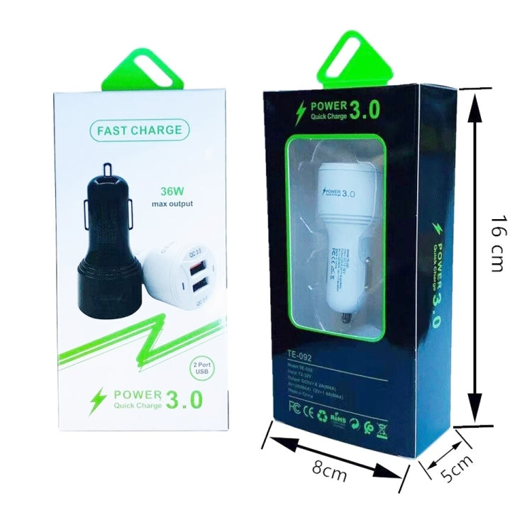 Caricabatteria auto 36W Dual USB QC3.0 con cavo Micro USB