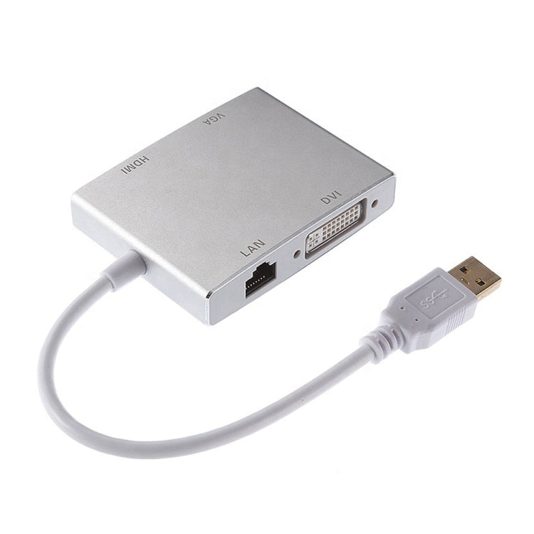 Convertitore USB 3.0 4 in 1 VGA HDMI DVI RJ45 Ethernet