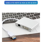 Convertitore USB 3.0 4 in 1 VGA HDMI DVI RJ45 Ethernet