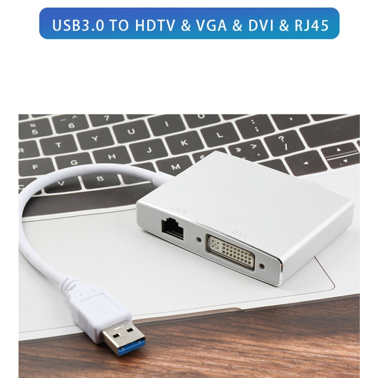 Convertitore USB 3.0 4 in 1 VGA HDMI DVI RJ45 Ethernet