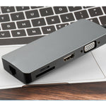 Adattatore HUB USB-C 8 in 1 HDMI VGA RJ45 USB 3.0