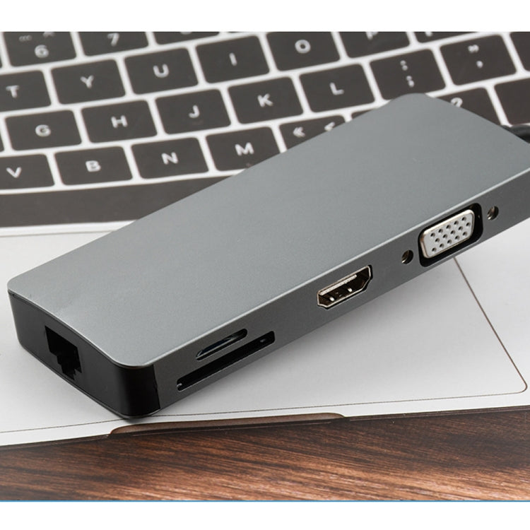 Adattatore HUB USB-C 8 in 1 HDMI VGA RJ45 USB 3.0