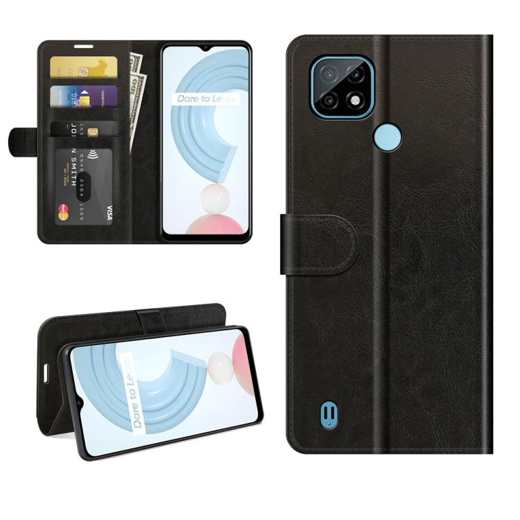 Per OPPO Realme C21 R64 Texture Custodia protettiva a vibrazione orizzontale singola con supporto e slot per schede e portafoglio e cornice per foto, For OPPO Realme C21