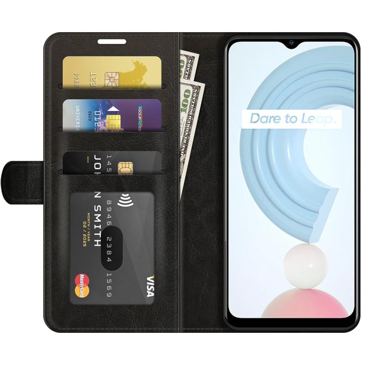 Per OPPO Realme C21 R64 Texture Custodia protettiva a vibrazione orizzontale singola con supporto e slot per schede e portafoglio e cornice per foto, For OPPO Realme C21