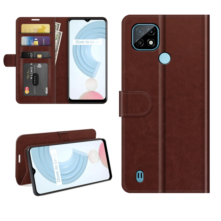 Per OPPO Realme C21 R64 Texture Custodia protettiva a vibrazione orizzontale singola con supporto e slot per schede e portafoglio e cornice per foto, For OPPO Realme C21