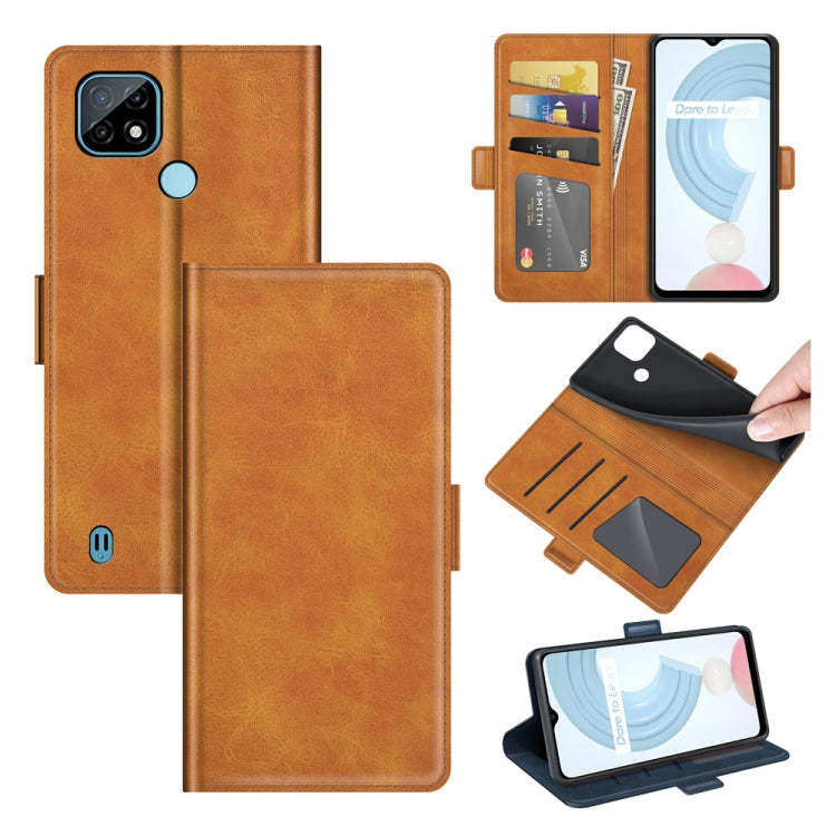Per OPPO Realme C21 Custodia in pelle a vibrazione orizzontale con fibbia magnetica a doppio lato con supporto e slot per schede e portafoglio, For OPPO Realme C21