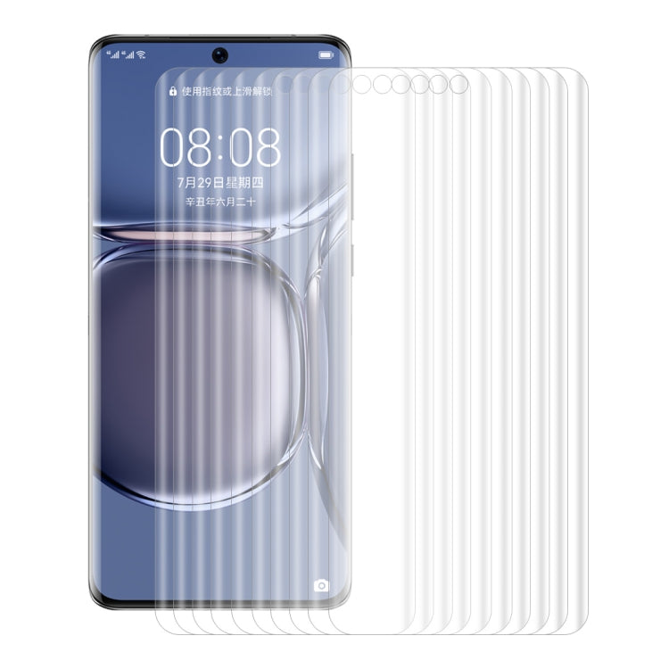 10 PCS ENKAY Hat-Prince 3D curvo copertura completa PET piegatura a caldo protezione dello schermo HD pellicola morbida supporto sblocco impronte digitali, For Huawei P50 Pro, For Honor 50 Pro, For Honor 50