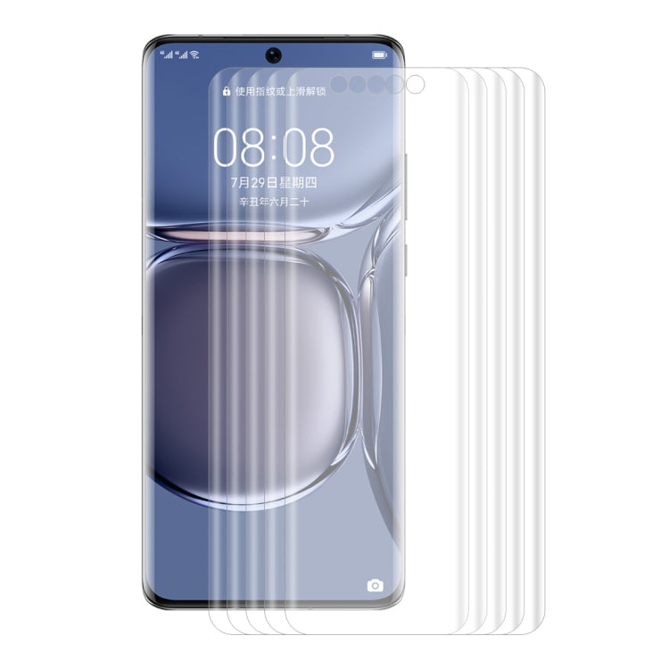 5 PCS ENKAY Hat-Prince 3D curvo copertura completa PET piegatura a caldo protezione dello schermo HD pellicola morbida supporto sblocco impronte digitali, For Huawei P50 Pro, For Honor 50 Pro, For Honor 50