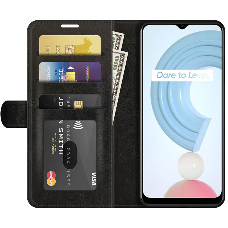 Per OPPO Realme C21Y R64 Texture Custodia protettiva a vibrazione orizzontale singola con supporto e slot per schede e portafogli e cornice per foto, For OPPO Realme C21Y