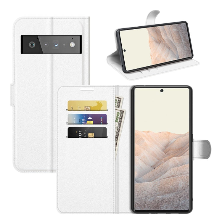 Per Google Pixel 6 Pro Litchi Texture Custodia protettiva a vibrazione orizzontale con supporto, slot per schede e portafoglio, For Google Pixel 6 Pro