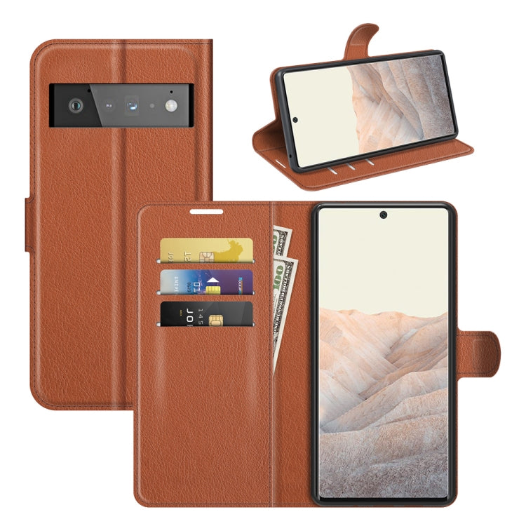 Per Google Pixel 6 Pro Litchi Texture Custodia protettiva a vibrazione orizzontale con supporto, slot per schede e portafoglio, For Google Pixel 6 Pro