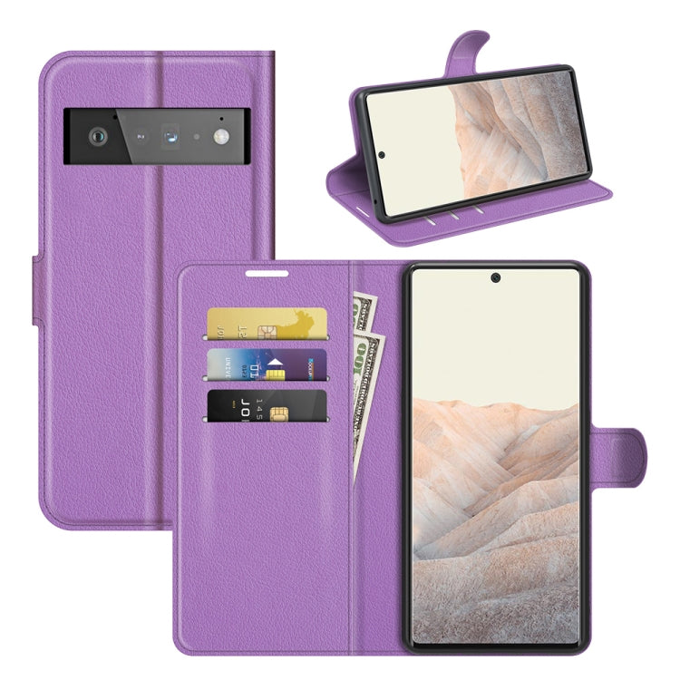 Per Google Pixel 6 Pro Litchi Texture Custodia protettiva a vibrazione orizzontale con supporto, slot per schede e portafoglio, For Google Pixel 6 Pro