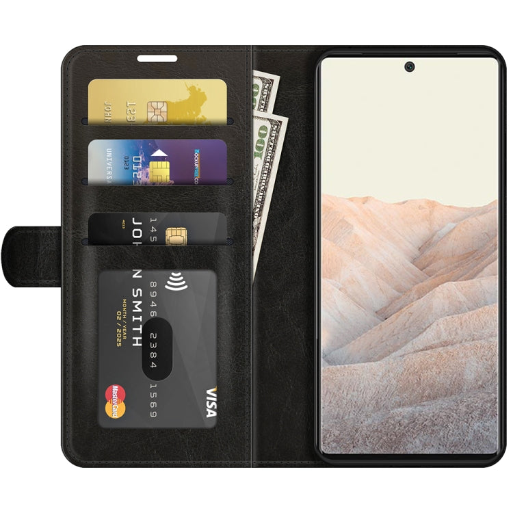 Per Google Pixel 6 Pro R64 Texture Custodia protettiva a vibrazione orizzontale singola con supporto e slot per schede e portafoglio e cornice per foto