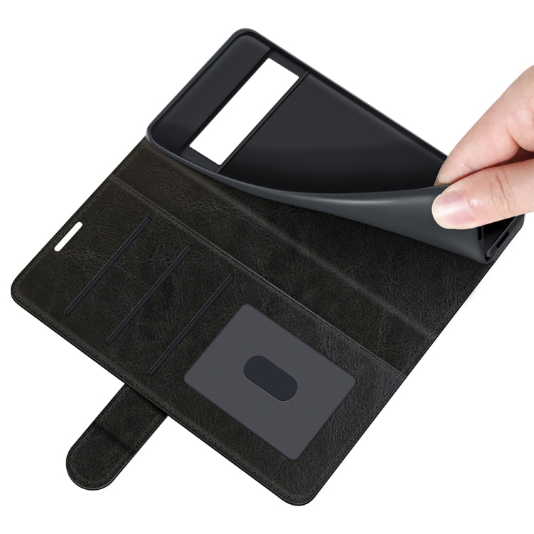 Per Google Pixel 6 Pro R64 Texture Custodia protettiva a vibrazione orizzontale singola con supporto e slot per schede e portafoglio e cornice per foto