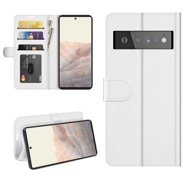 Per Google Pixel 6 Pro R64 Texture Custodia protettiva a vibrazione orizzontale singola con supporto e slot per schede e portafoglio e cornice per foto