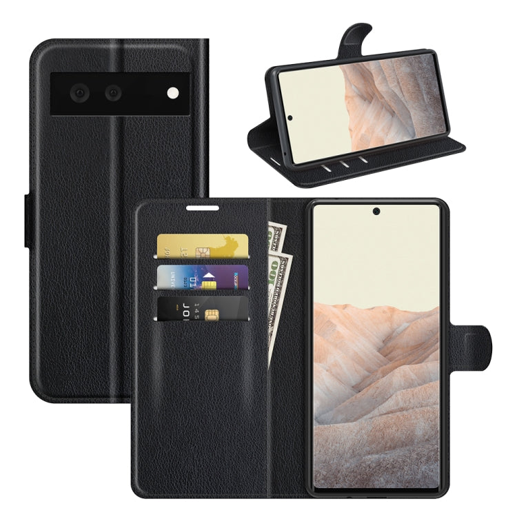 Per Google Pixel 6 Litchi Texture Custodia protettiva a vibrazione orizzontale con supporto e slot per schede e portafoglio, For Google Pixel 6