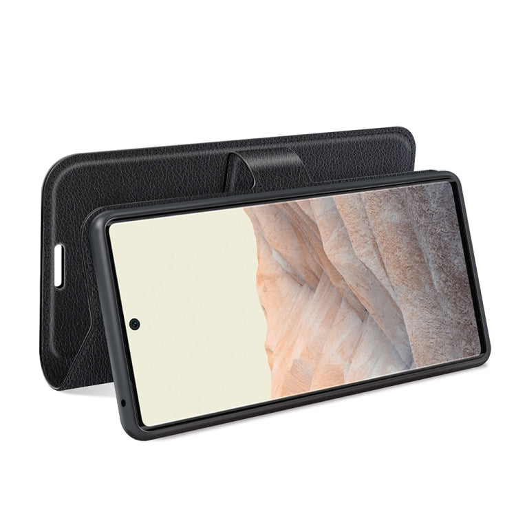 Per Google Pixel 6 Litchi Texture Custodia protettiva a vibrazione orizzontale con supporto e slot per schede e portafoglio, For Google Pixel 6