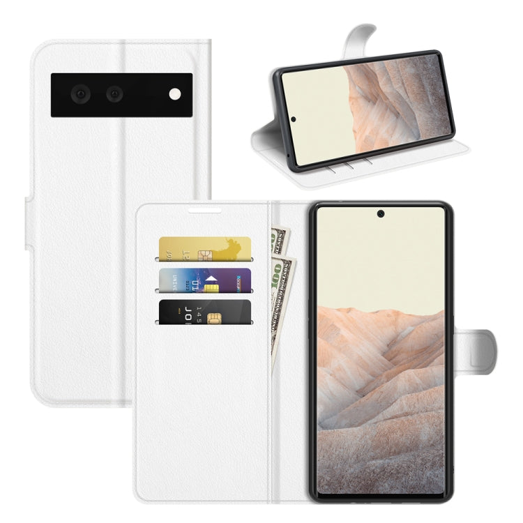 Per Google Pixel 6 Litchi Texture Custodia protettiva a vibrazione orizzontale con supporto e slot per schede e portafoglio, For Google Pixel 6