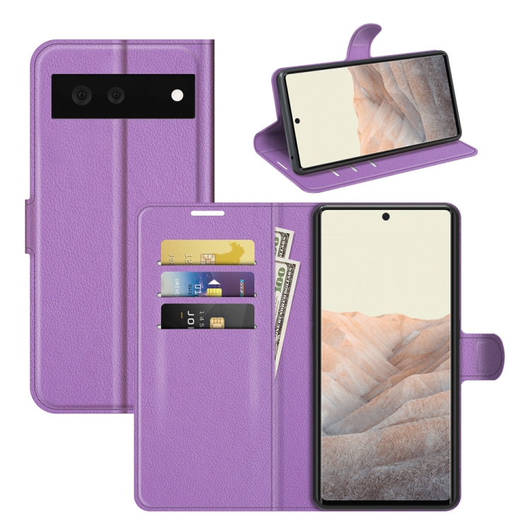 Per Google Pixel 6 Litchi Texture Custodia protettiva a vibrazione orizzontale con supporto e slot per schede e portafoglio, For Google Pixel 6