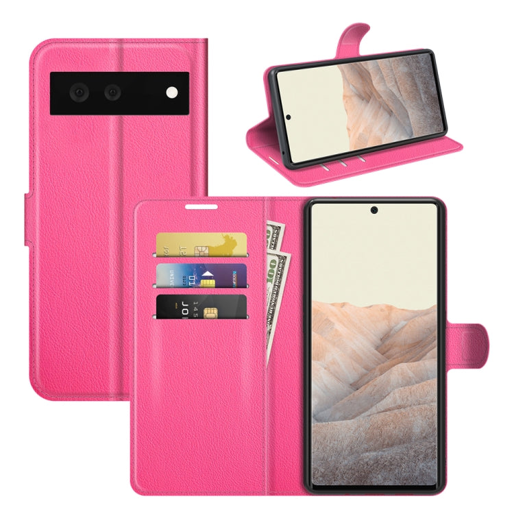 Per Google Pixel 6 Litchi Texture Custodia protettiva a vibrazione orizzontale con supporto e slot per schede e portafoglio, For Google Pixel 6