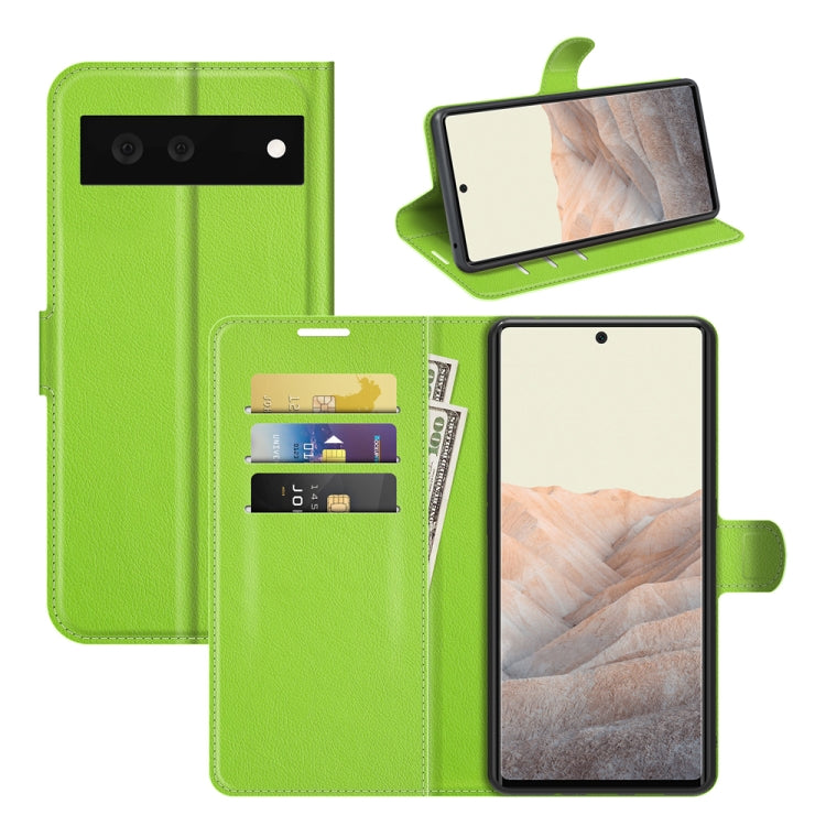Per Google Pixel 6 Litchi Texture Custodia protettiva a vibrazione orizzontale con supporto e slot per schede e portafoglio, For Google Pixel 6