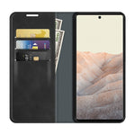 Per Google Pixel 6 Custodia in pelle con ventosa magnetica per affari retro-pelle con supporto, slot per schede e portafoglio, For Google Pixel 6