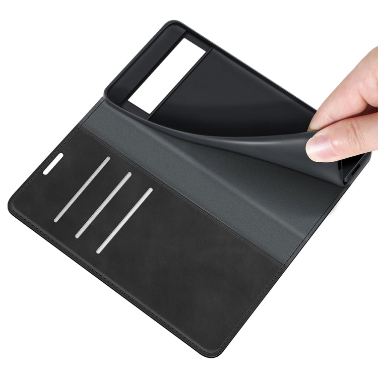 Per Google Pixel 6 Custodia in pelle con ventosa magnetica per affari retro-pelle con supporto, slot per schede e portafoglio, For Google Pixel 6