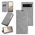 Per Google Pixel 6 Custodia in pelle con ventosa magnetica per affari retro-pelle con supporto, slot per schede e portafoglio, For Google Pixel 6