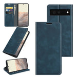 Per Google Pixel 6 Custodia in pelle con ventosa magnetica per affari retro-pelle con supporto, slot per schede e portafoglio, For Google Pixel 6
