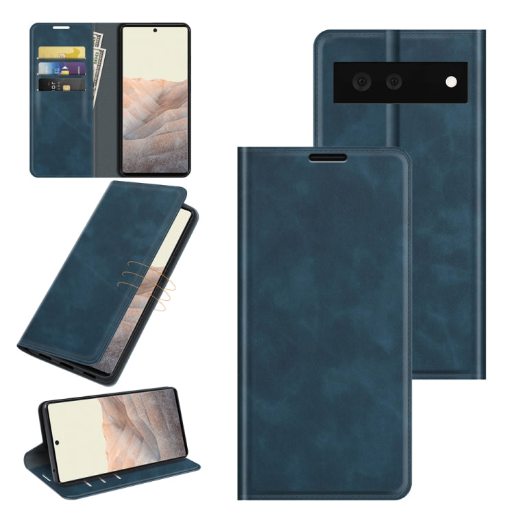 Per Google Pixel 6 Custodia in pelle con ventosa magnetica per affari retro-pelle con supporto, slot per schede e portafoglio, For Google Pixel 6
