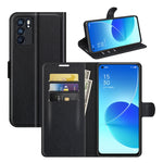 Per OPPO Reno6 5G Litchi Texture Custodia protettiva a vibrazione orizzontale con supporto e slot per schede e portafoglio, For OPPO Reno6 5G