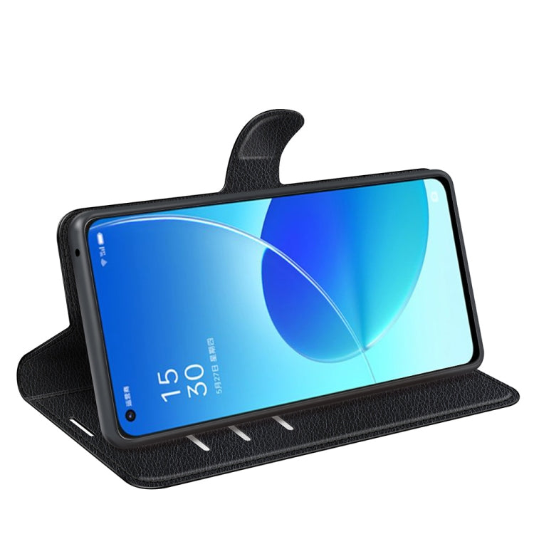 Per OPPO Reno6 5G Litchi Texture Custodia protettiva a vibrazione orizzontale con supporto e slot per schede e portafoglio, For OPPO Reno6 5G